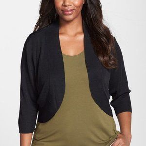 Eileen Fisher Black Crop Open Front Crop Cardigan